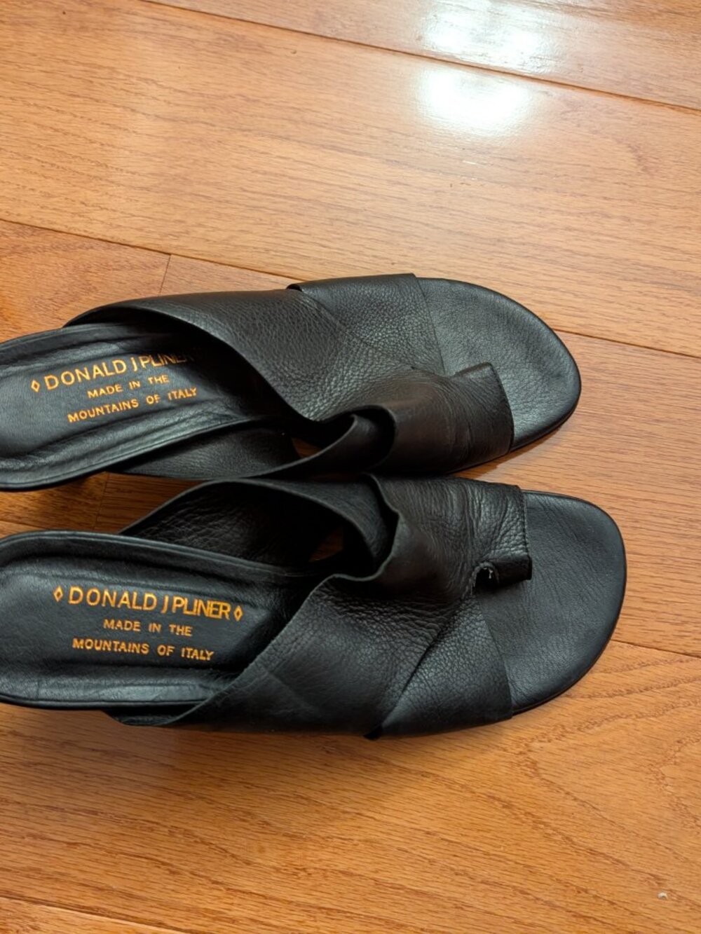 Donald J Pliner Black Napa Leather Sandal Heels Size 7.5 MADE IN ITALY - Picture 6 of 11